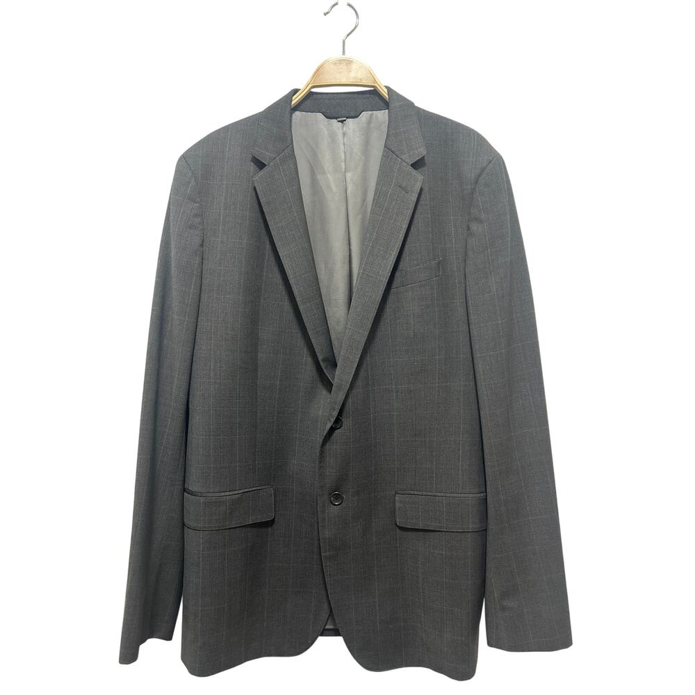 Bonobos Men's Italian 100% Wool Slim Fit Gray Subtle Plaid Suit Blazer 44L *Flaw